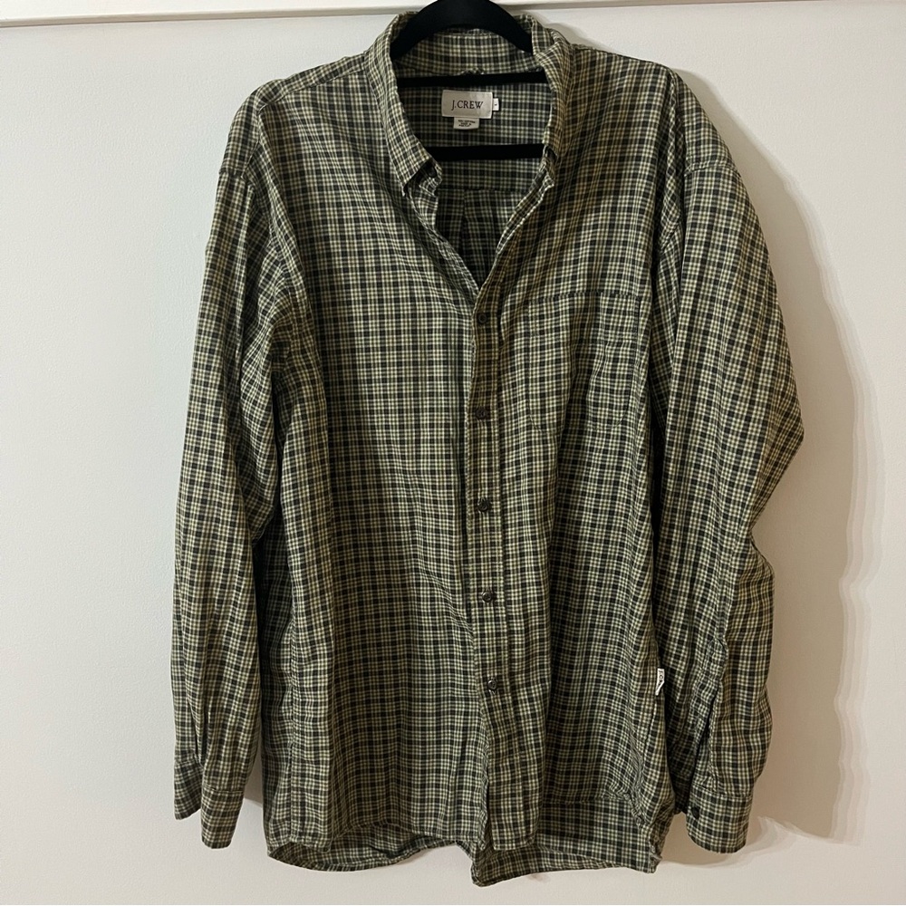 J. Crew Mens Cotton Button Down Shirt-Size Large